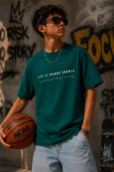 Oversize Focus Tişört- Yeşil (10-14 yaş aralığı)