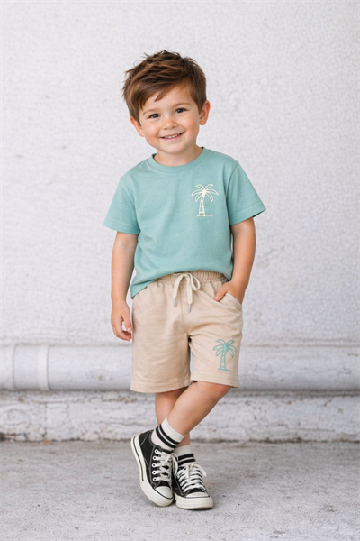 Palmiyeli Desenli Şortlu Takım  - Mind (1-6Yaş)