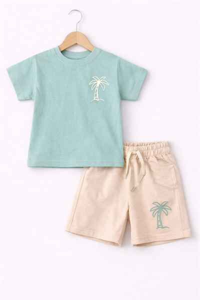 Palmiyeli Desenli Şortlu Takım  - Mind (1-6Yaş)