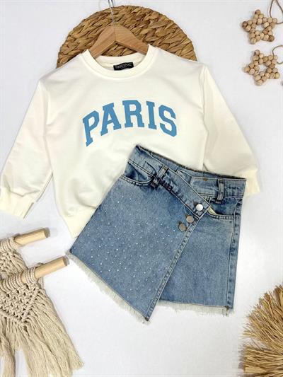 Paris Taş Detay Şort Etekli Takım(3-10yaş aralığı)
