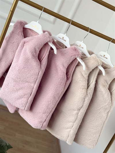 Peluş Yelek Astarlı -Krem(2-14Yaş)