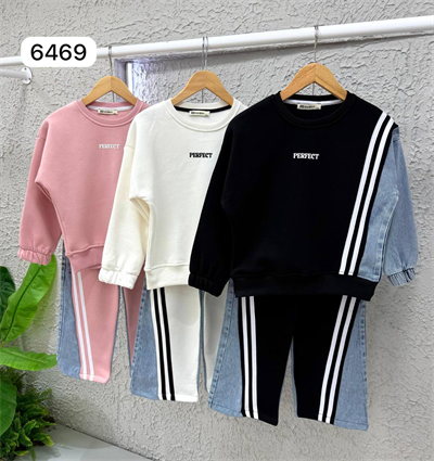 Perfect Jean Şeritli Takım -Beyaz (5-14 yaş)