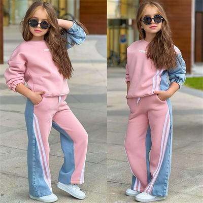 Perfect Jean Şeritli Takım -Pembe (5-14 yaş)