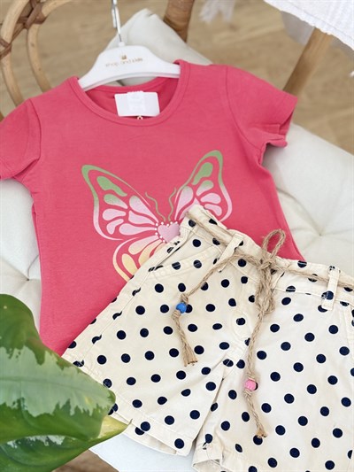 Pink Butterfly Şortlu Takım - Pembe (2yaş-5yaş)