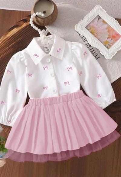 Pinteres Etekli Takım-Pembe(4-12yaş aralığı)