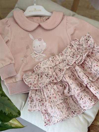 Rabits Müslin Etekli Takım - Pudra (9ay-36ay)