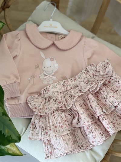 Rabits Müslin Etekli Takım - Pudra (9ay-36ay)