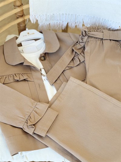 Rosa Gabardin 3Lü Takım -Bej(5-10yaş)