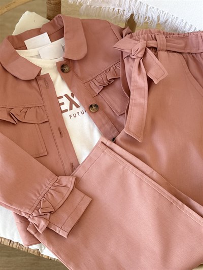 Rosa Gabardin 3Lü Takım -Gül Kurusu(5-10yaş)