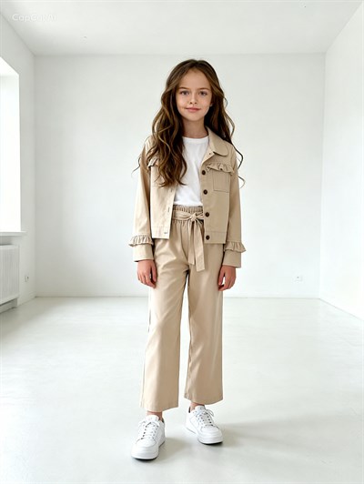 Rosa Gabardin 3Lü Takım -Krem(10-13 yaş)