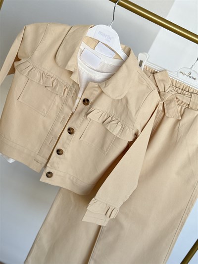 Rosa Gabardin 3Lü Takım -Krem(10-13 yaş)