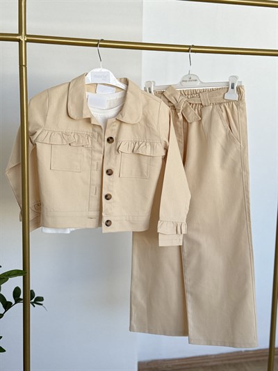 Rosa Gabardin 3Lü Takım -Krem(10-13 yaş)