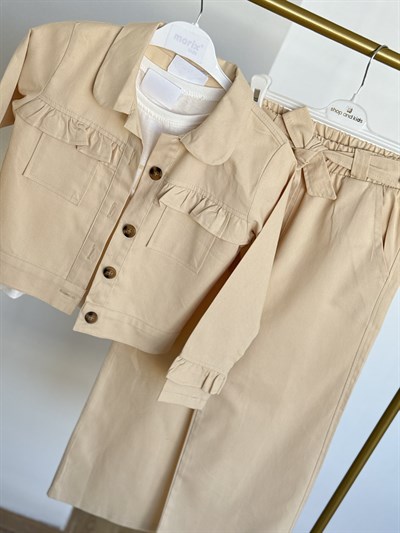 Rosa Gabardin 3Lü Takım -Krem(10-13 yaş)