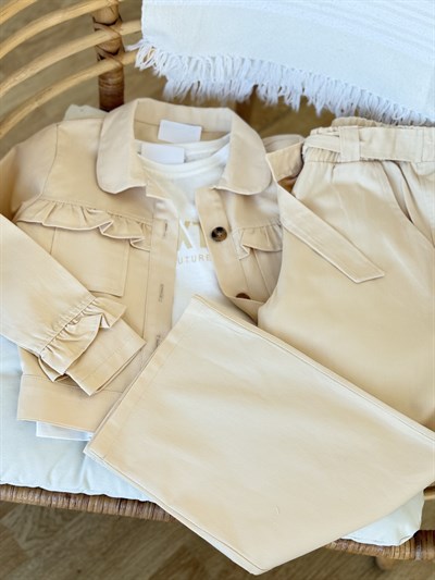 Rosa Gabardin 3Lü Takım -Krem(5-10yaş)