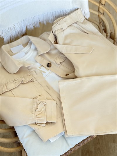 Rosa Gabardin 3Lü Takım -Krem(5-10yaş)