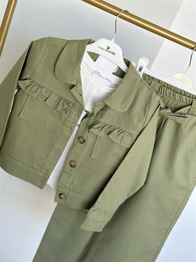 Rosa Gabardin 3Lü Takım -Yeşil(10-13 yaş)