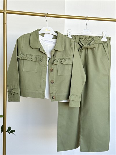 Rosa Gabardin 3Lü Takım -Yeşil(10-13 yaş)