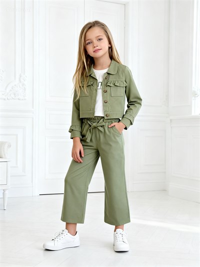 Rosa Gabardin 3Lü Takım -Yeşil(5-10yaş)