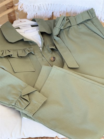 Rosa Gabardin 3Lü Takım -Yeşil(5-10yaş)