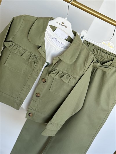 Rosa Gabardin 3Lü Takım -Yeşil(5-10yaş)