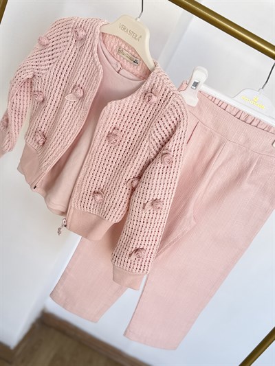 Rose 3lü Takım -Pudra(4-7yaş)