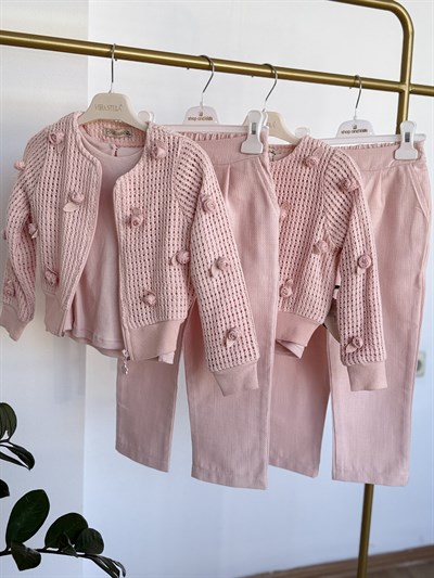 Rose 3lü Takım -Pudra(4-7yaş)