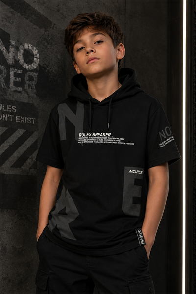 Rules Breaker Kapişonlu T-shirt -Mavi(10-14 yaş aralığı)