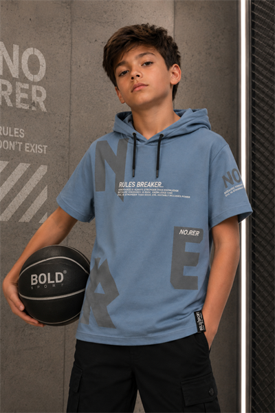 Rules Breaker Kapişonlu T-shirt -Mavi(10-14 yaş aralığı)