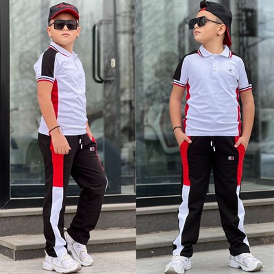 Şapkalı 3 Parça Takım-Beyaz-Siyah(4-16yaş)