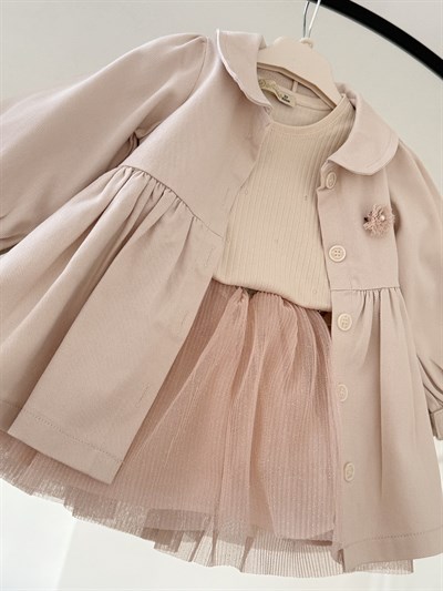 Shiny Trenç Kot 3 Parça Takım -(1-4 yaş)