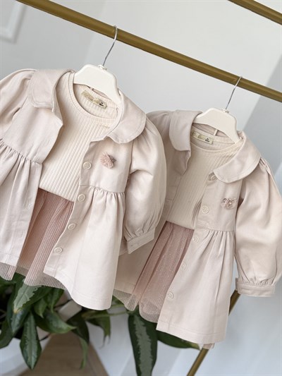 Shiny Trenç Kot 3 Parça Takım -(1-4 yaş)