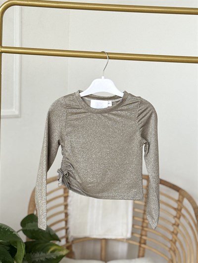 Simli Büzgü Detay Bluz - Haki Bej (4-12 yaş aralığı)