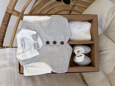 Smokin Takımı Açık Gri Üç Düğmeli (0-3ay)