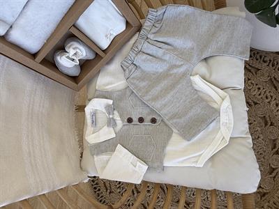 Smokin Takımı Açık Gri Üç Düğmeli (0-3ay)