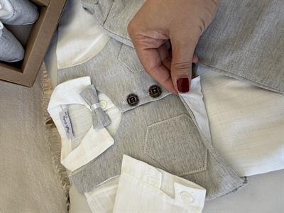 Smokin Takımı Açık Gri Üç Düğmeli (0-3ay)