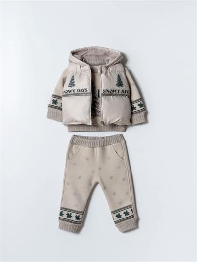 Snowy Days Bej Yelekli 3 lüTakım (6ay-18ay)