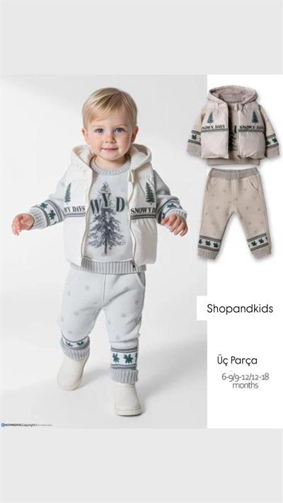 Snowy Days Bej Yelekli 3 lüTakım (6ay-18ay)
