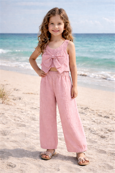 Soft Breeze Müslin Crop Takım - Pudra (2-8yaş)