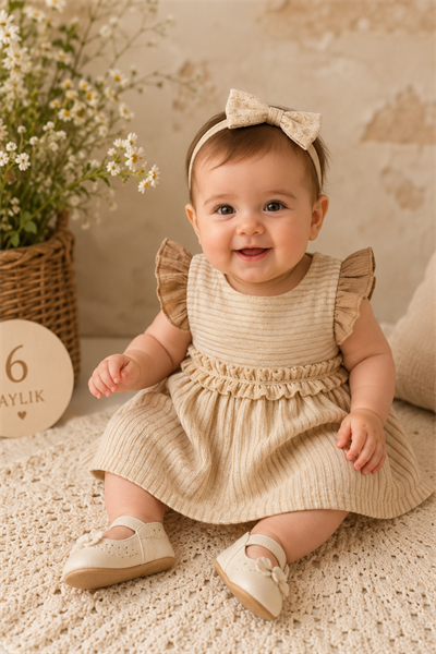 Spanish Style Badyli Elbise (5530) - Kahverengi (3ay-12ay)