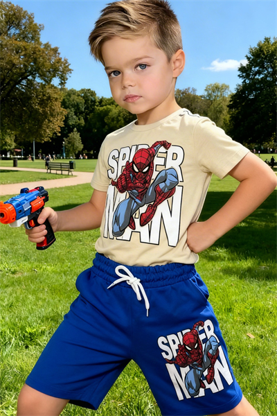 Örümcek Adam 2 li Takım - Bej Sax (2-10Yaş)