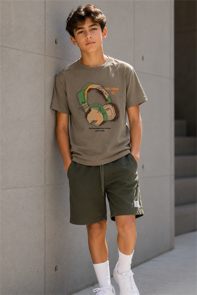 Street Style T-shirt - Haki (9-12 yaş aralığı)