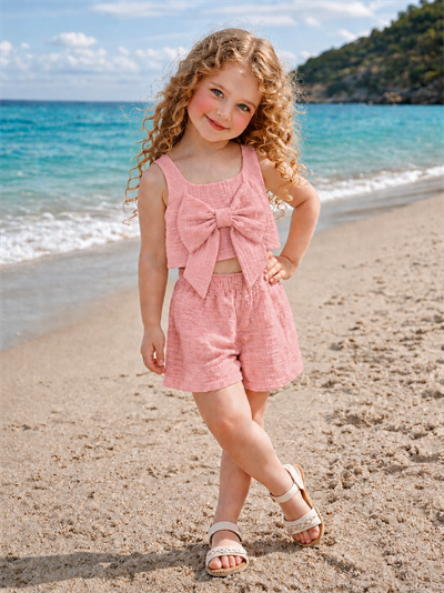 Summer Breeze Müslin Şortlu Takım - Soft Pembe (2-8yaş)