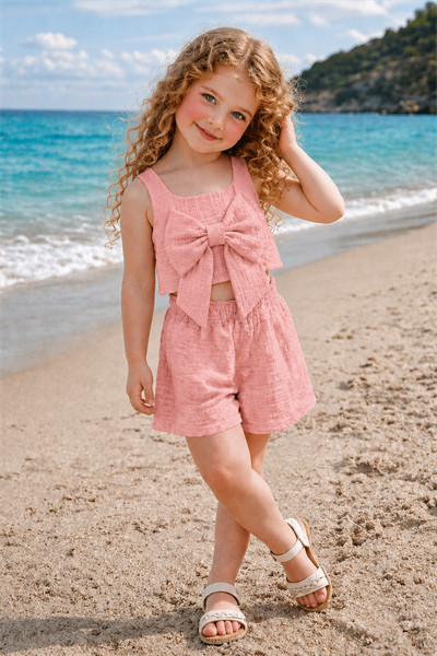 Summer Breeze Müslin Şortlu Takım - Soft Pembe (2-8yaş)