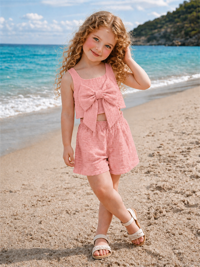 Summer Breeze Müslin Şortlu Takım - Soft Pembe (2-8yaş)