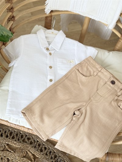 Sunny Cute Gömlek Şort 2 li Takım - Beyaz (1.5-5yaş)