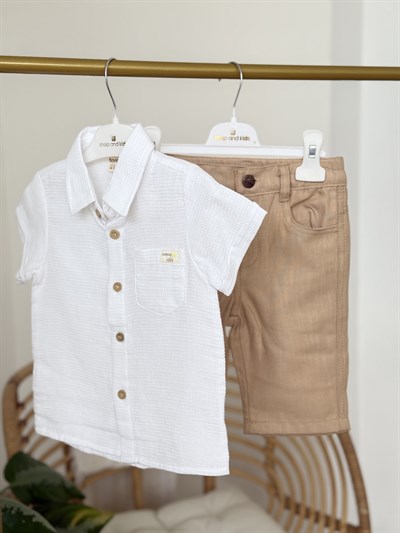Sunny Cute Gömlek Şort 2 li Takım - Beyaz (1.5-5yaş)