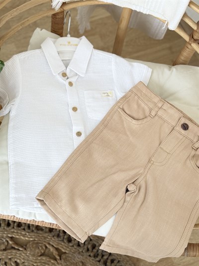 Sunny Cute Gömlek Şort 2 li Takım - Beyaz (1.5-5yaş)
