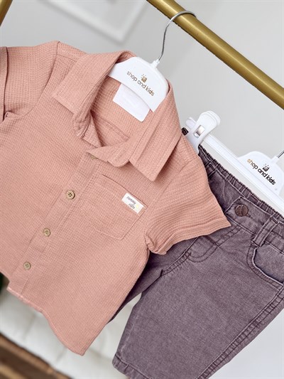 Sunny Cute Gömlek Şort2 li Takım - Kiremit (1.5-5yaş)Mi 