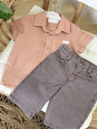 Sunny Cute Gömlek Şort2 li Takım - Kiremit (1.5-5yaş)Mi 
