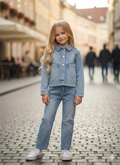 Tasarım Violet Denim Takım -Mavi(4-12 yaş)